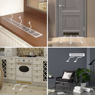 Вентиляционная решетка Благовест серебро (400x100 мм)