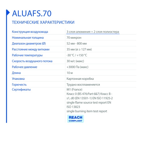 Воздуховод гибкий неизолированный AFS ALUAFS.70 (160 мм/10 м)